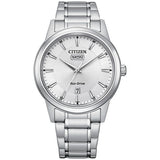 Citizen Eco Drive solar watch silver dial 40mm, UK version