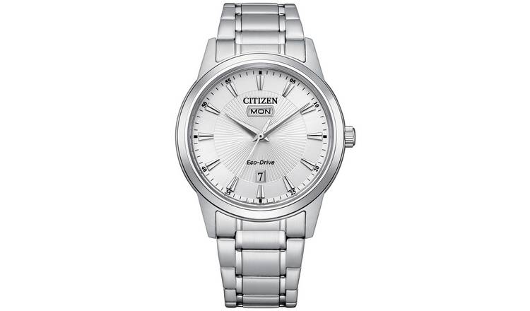 Citizen Eco Drive solar watch silver dial 40mm, UK version