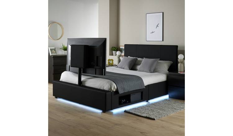 XR Living Ava Kingsize Black TV LED Bed Frame (British brand)