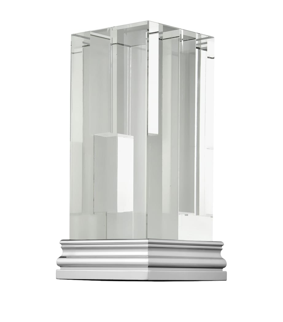 Christofle clear glass perspective vase, 28.5cm height - British product