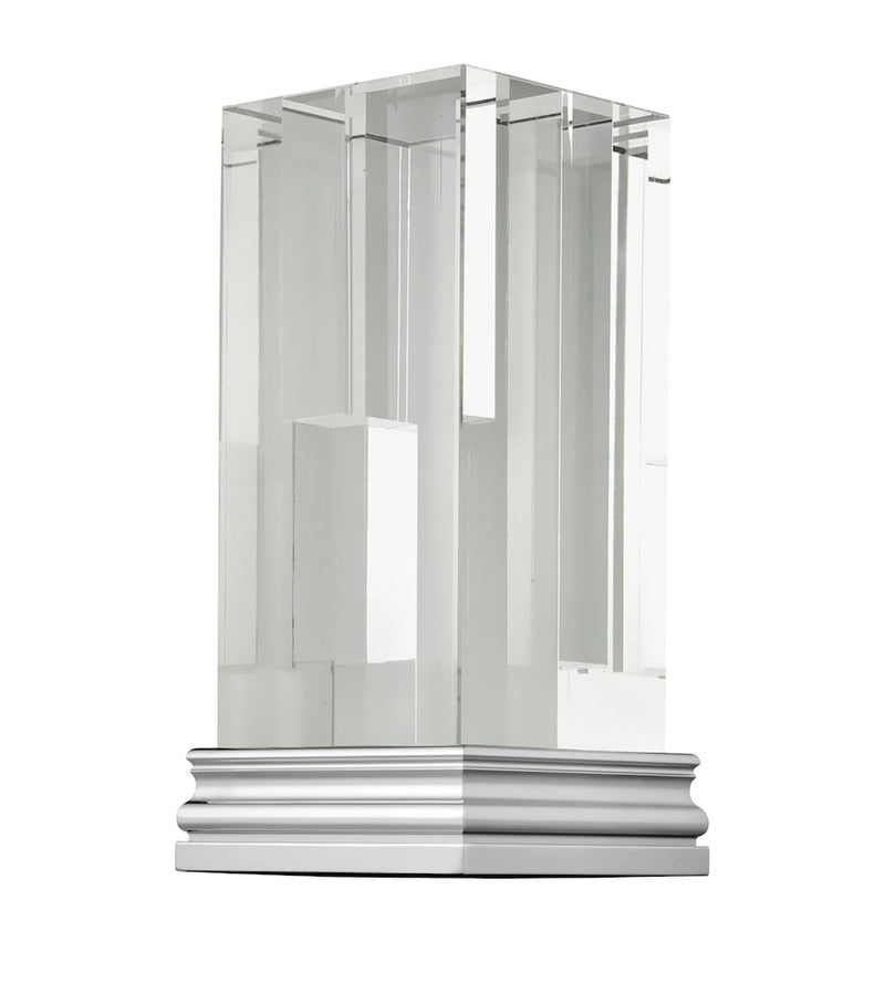 Christofle clear glass perspective vase, 28.5cm height - British product