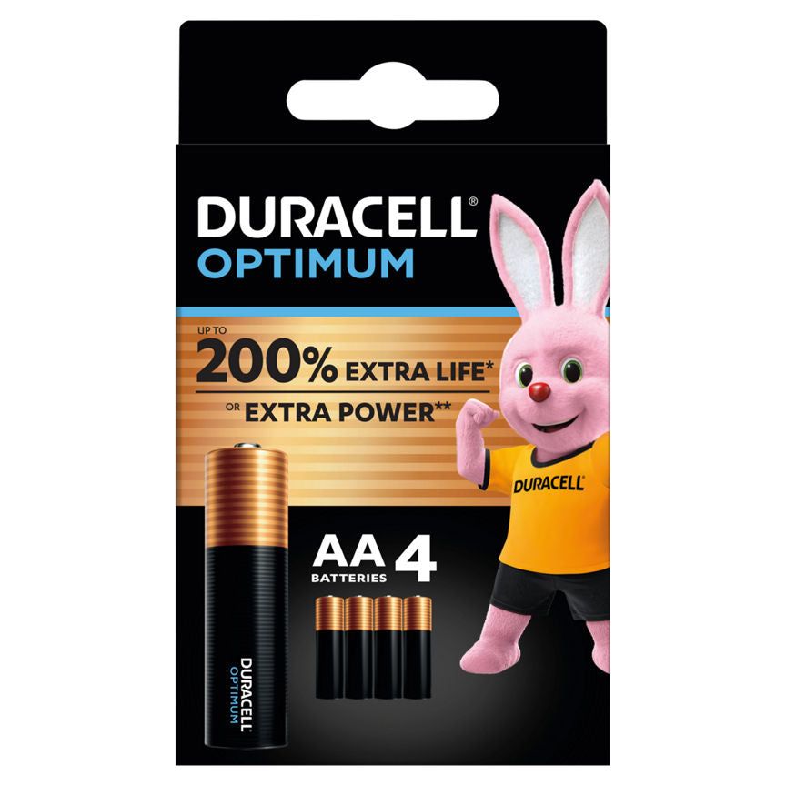 Duracell Optimum Alkaline AA Batteries, pack of 4