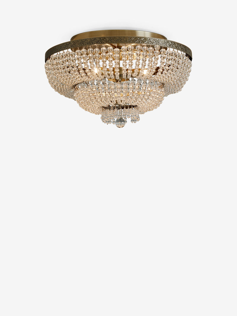 Brass Bamburgh ceiling light with glass beads, imported from the UK