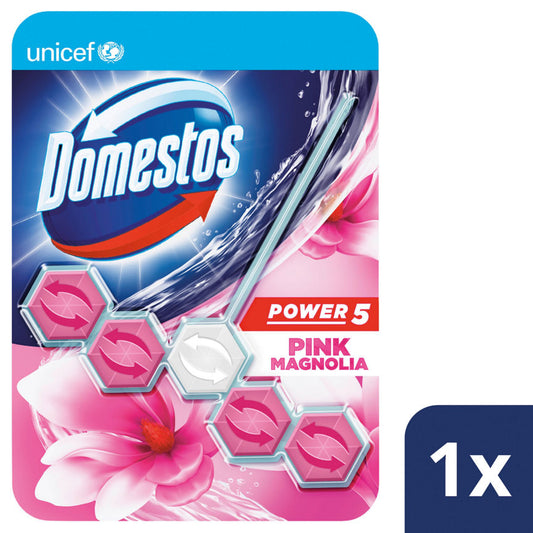 Domestos Power 5 Pink Magnolia Toilet Rimblock each Accessories & Cleaning ASDA   