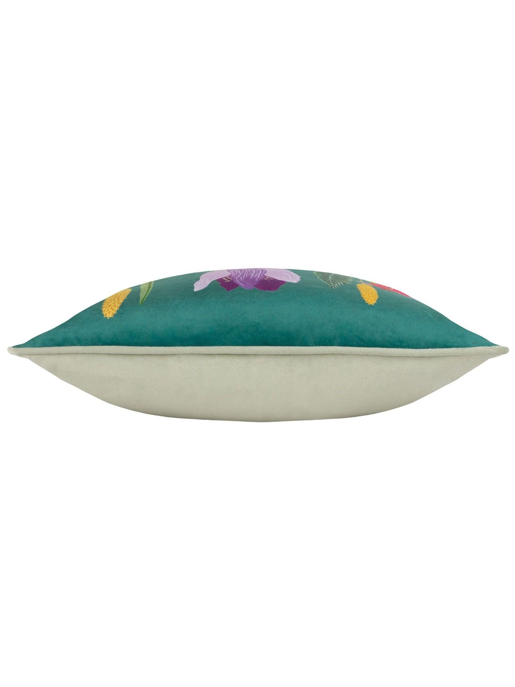 Wylder cushion celandine floral velvet piped 43cm, imported from the UK