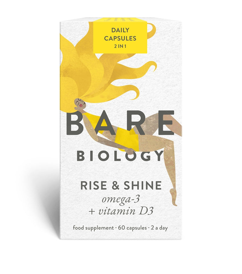 Bare Biology Rise & Shine omega-3 vitamin D3 capsules 60 (British brand)