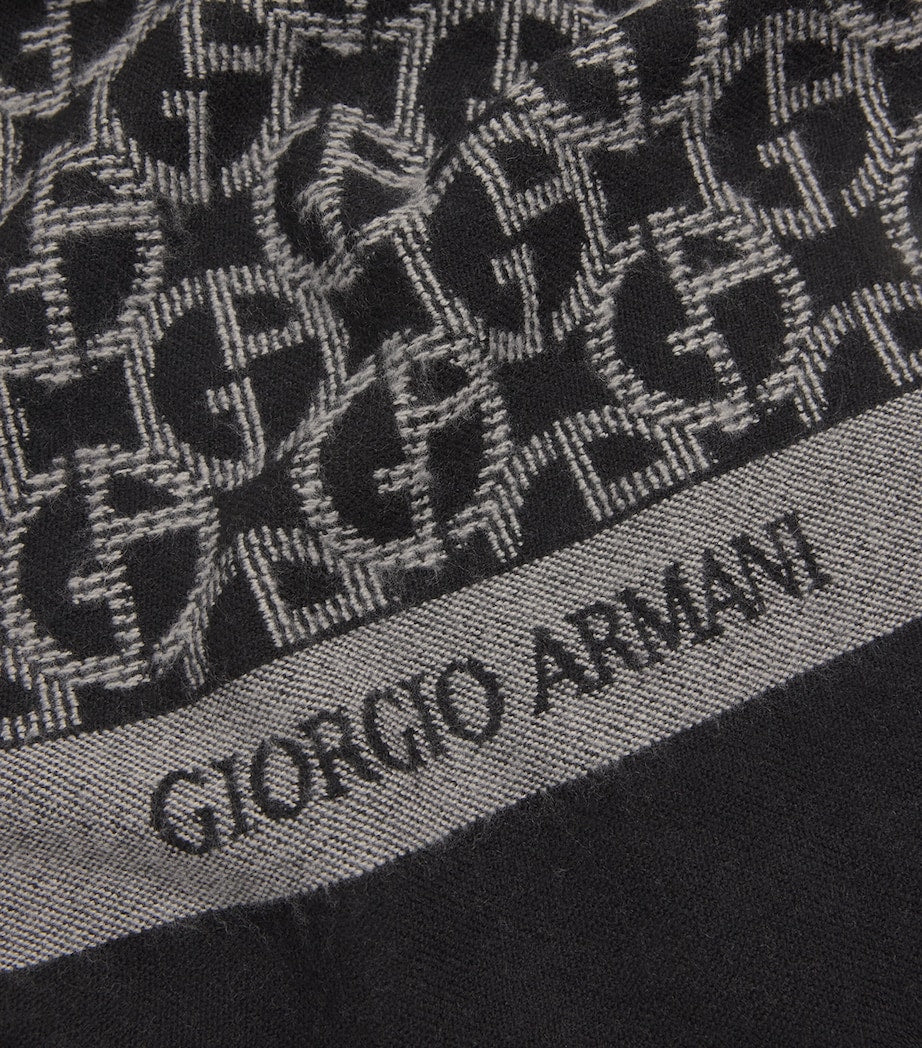 Giorgio Armani wool monogram jacquard scarf, UK version
