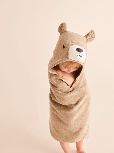 Next MORI Tan Brown Bear Hooded Baby Bath Towel 75x75cm- Buy online at McGrocer