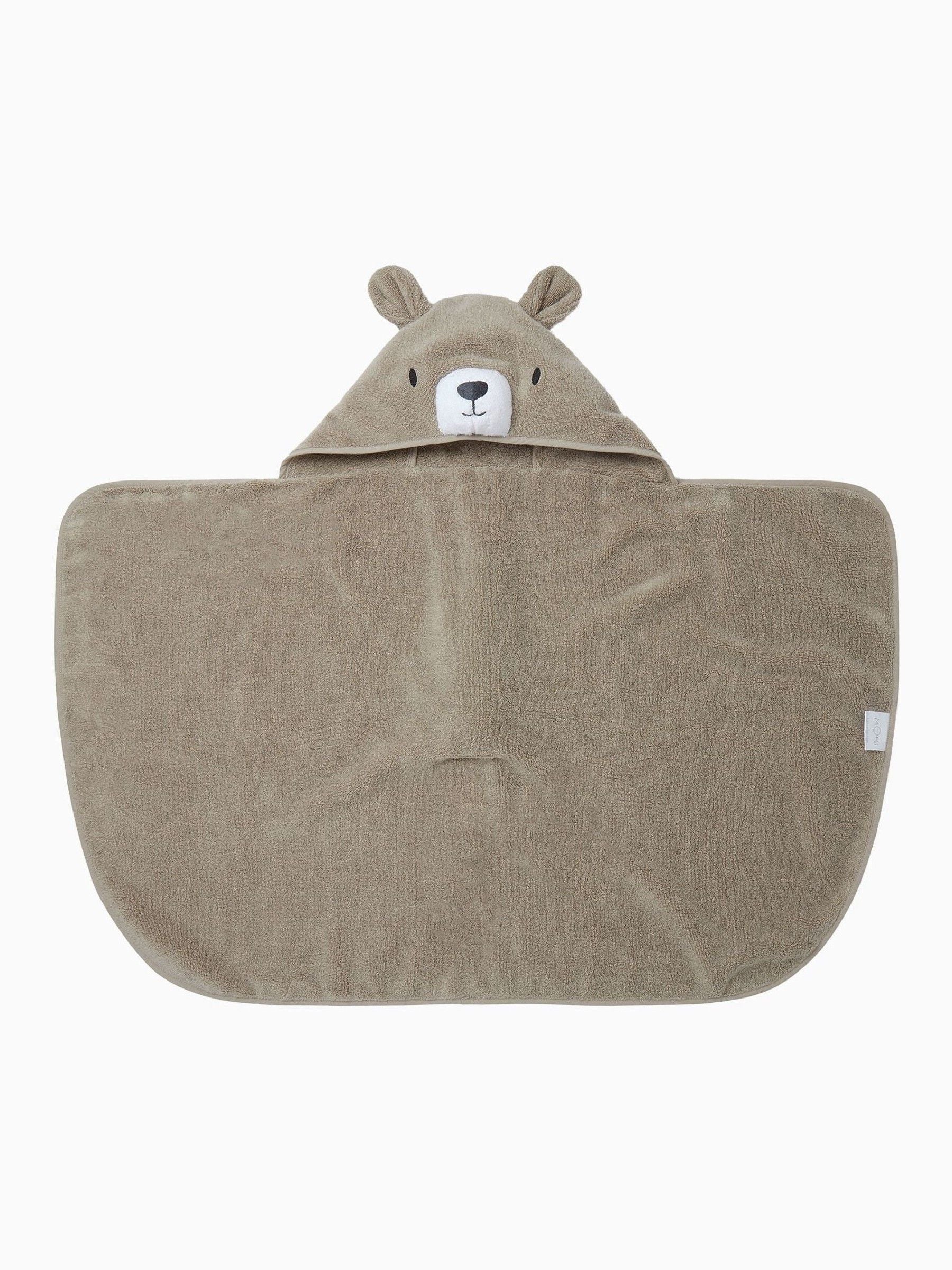 MORI bear hooded baby towel 75x75cm - British product