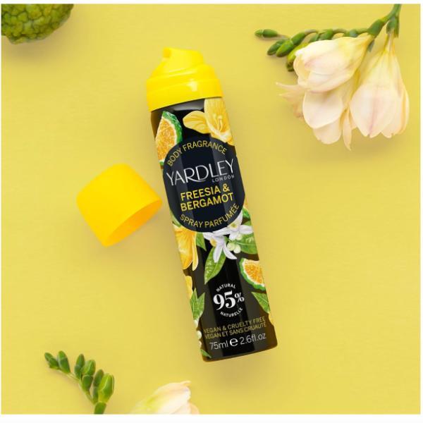 Yardley Freesia & Bergamot body spray 6x75ml (British brand)