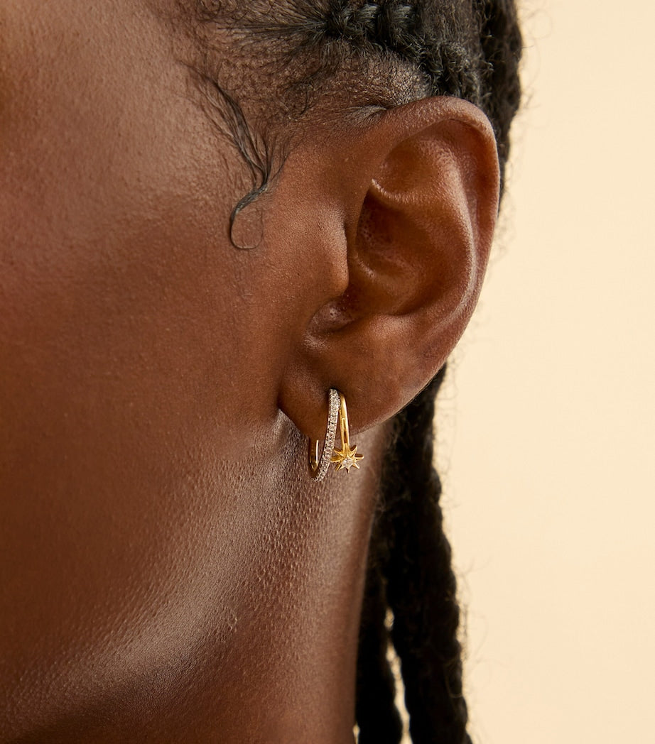 Astrid & Miyu gold-plated hoop earrings with cubic zirconia 1.5cm, imported from the UK