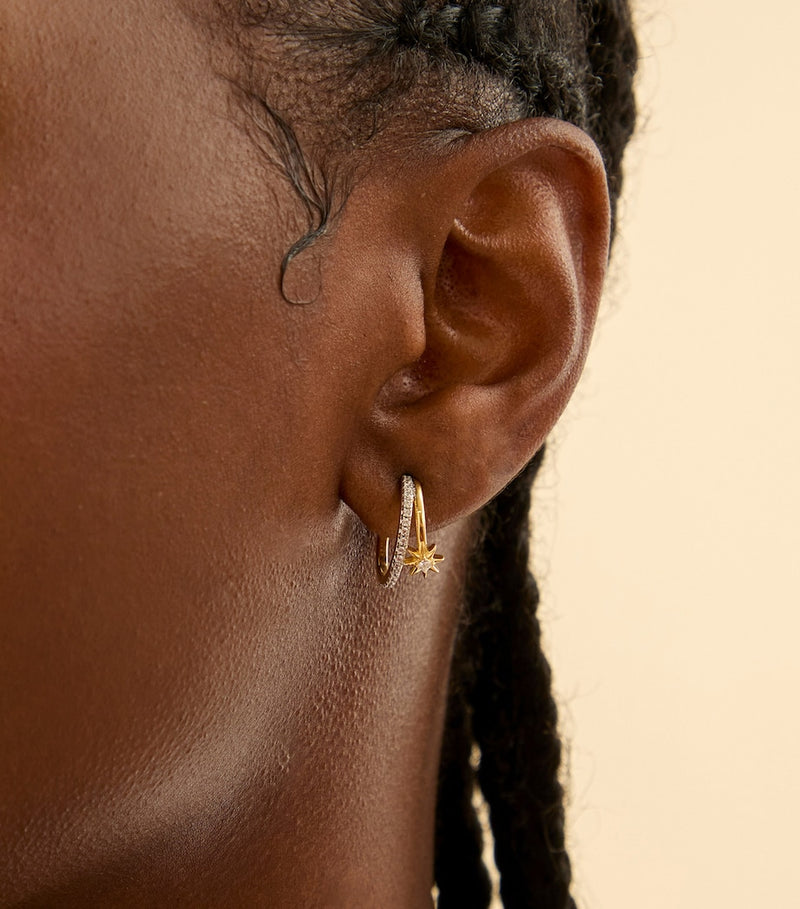 Astrid & Miyu gold-plated hoop earrings with cubic zirconia 1.5cm, imported from the UK