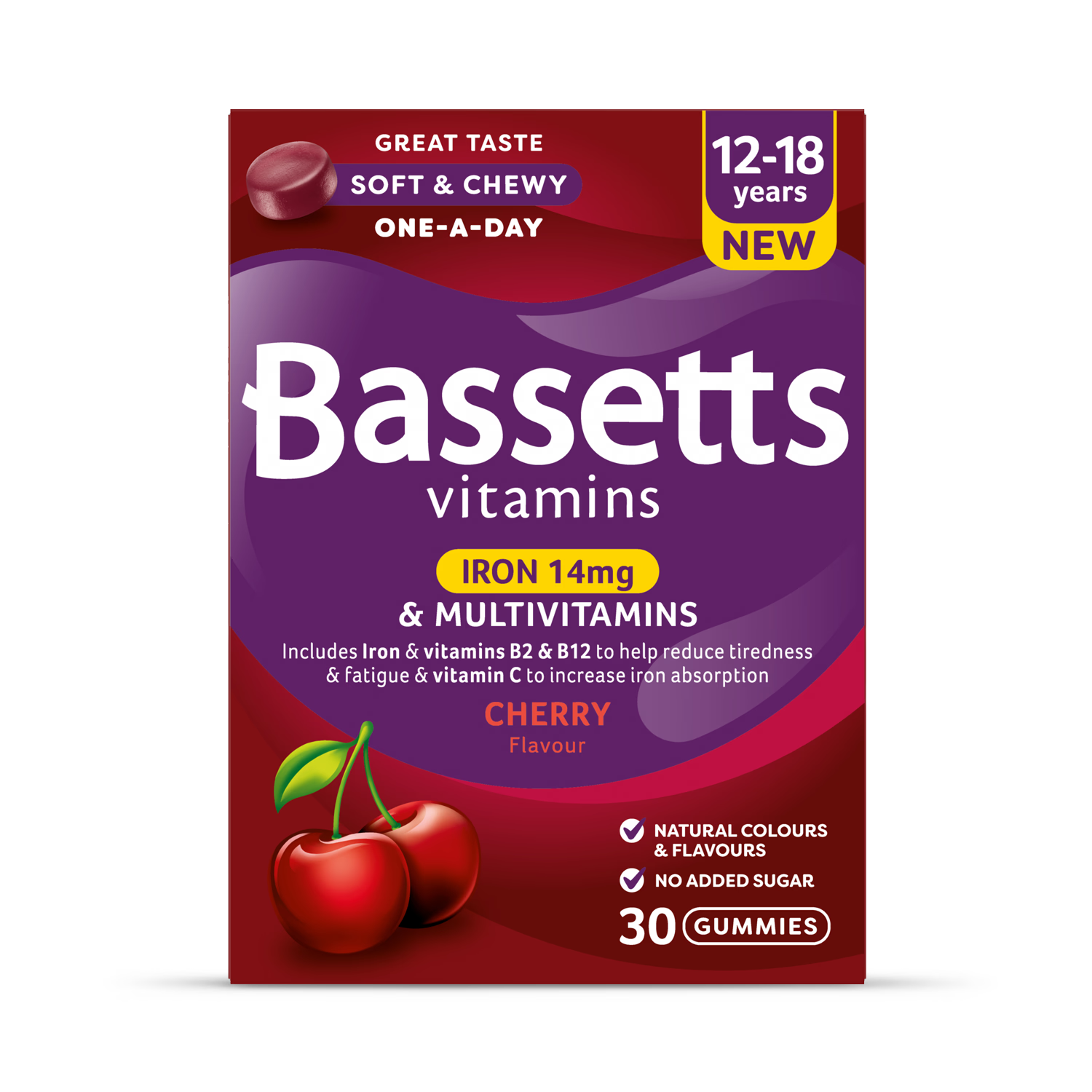 Bassetts multivitamin gummies Iron & Cherry 30 count, UK version