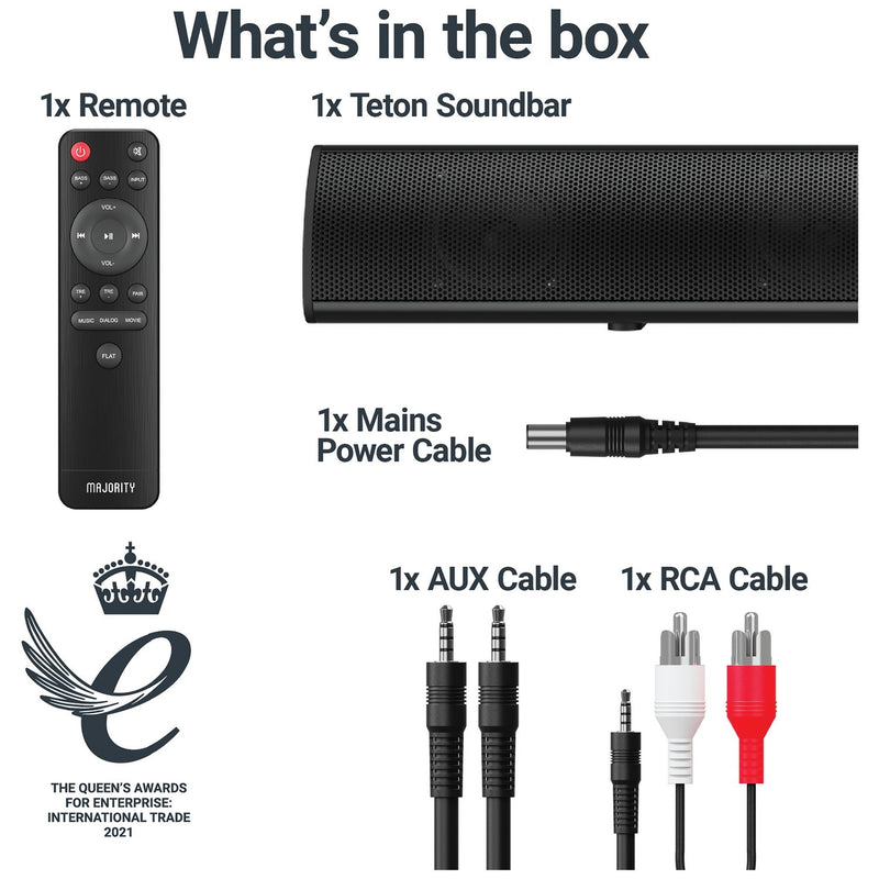Majority Teton 2.1Ch soundbar with subwoofer - British product