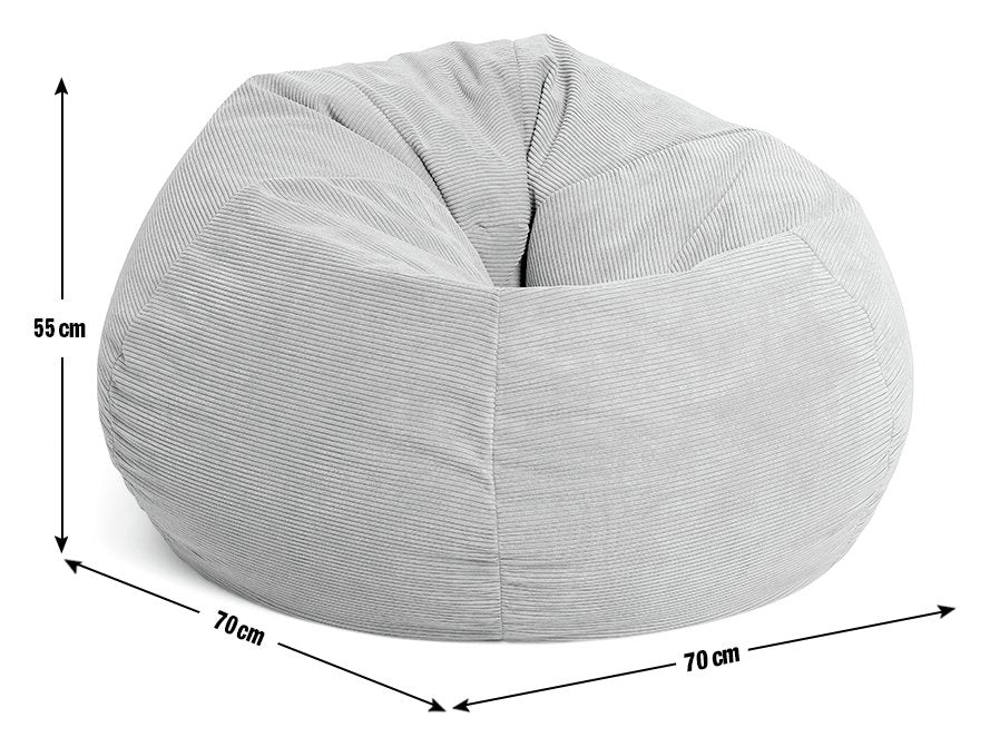 Kaikoo Ayrton Cord Grey beanbag 55x70x70cm, UK version