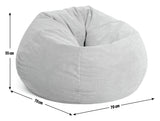 Kaikoo Ayrton Cord Grey beanbag 55x70x70cm, UK version
