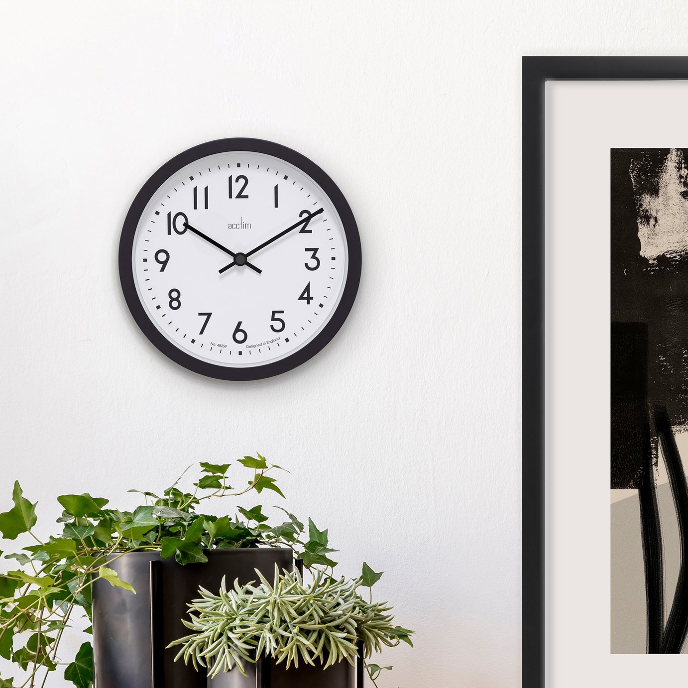 Acctim Retro Analogue Wall Clock Black 20cm - British product