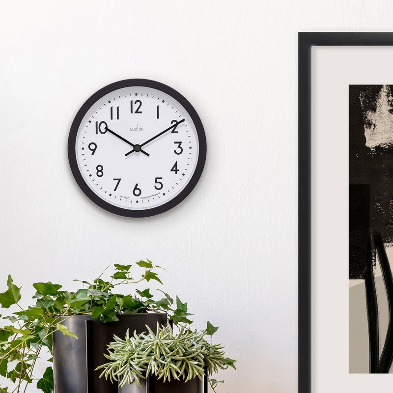Acctim Retro Analogue Wall Clock Black 20cm - British product