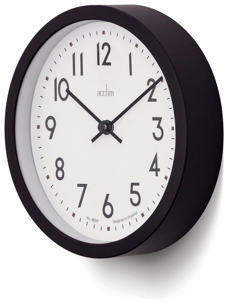 Acctim Retro Analogue Wall Clock Black 20cm - British product