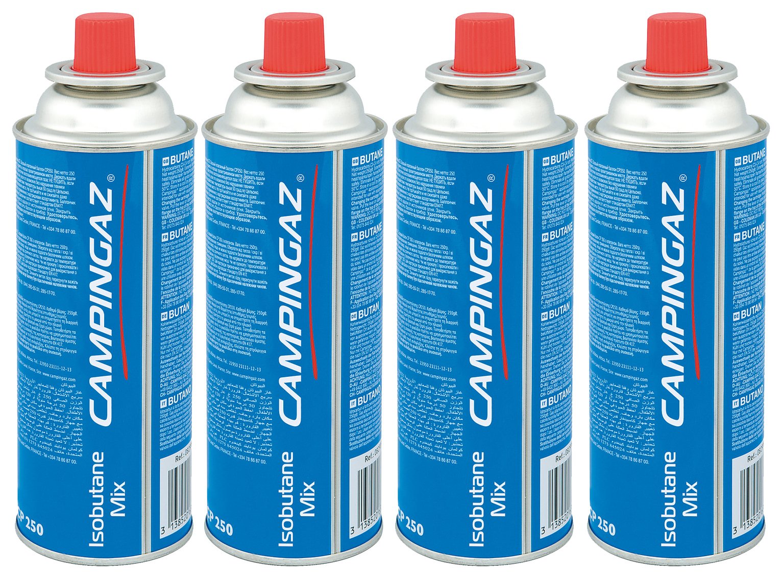 Campingaz resealable CP250 gas cartridge pack of 4 - British product