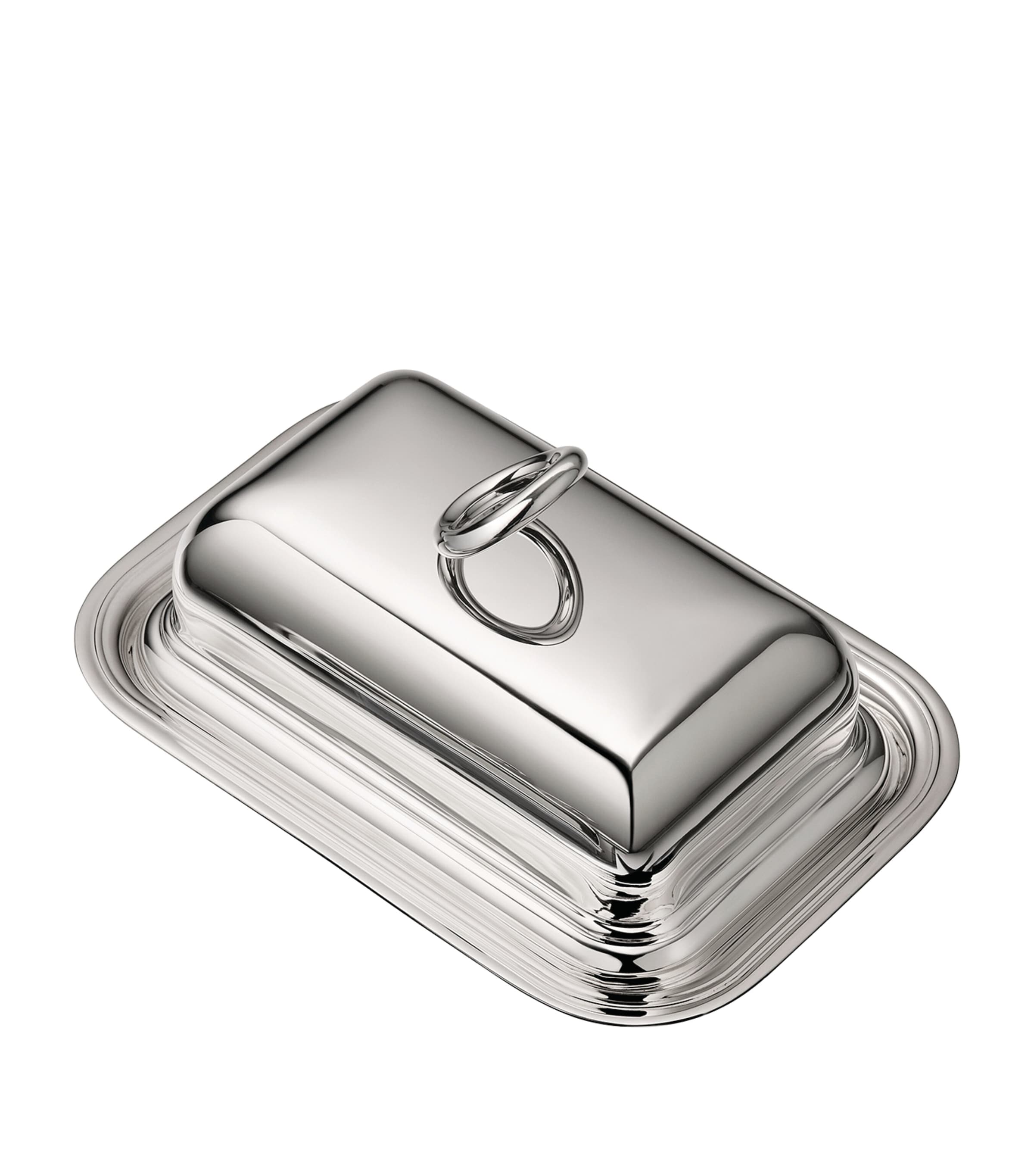 Christofle silver-plated glass Vertigo butter dish 17cm x 12cm - British product