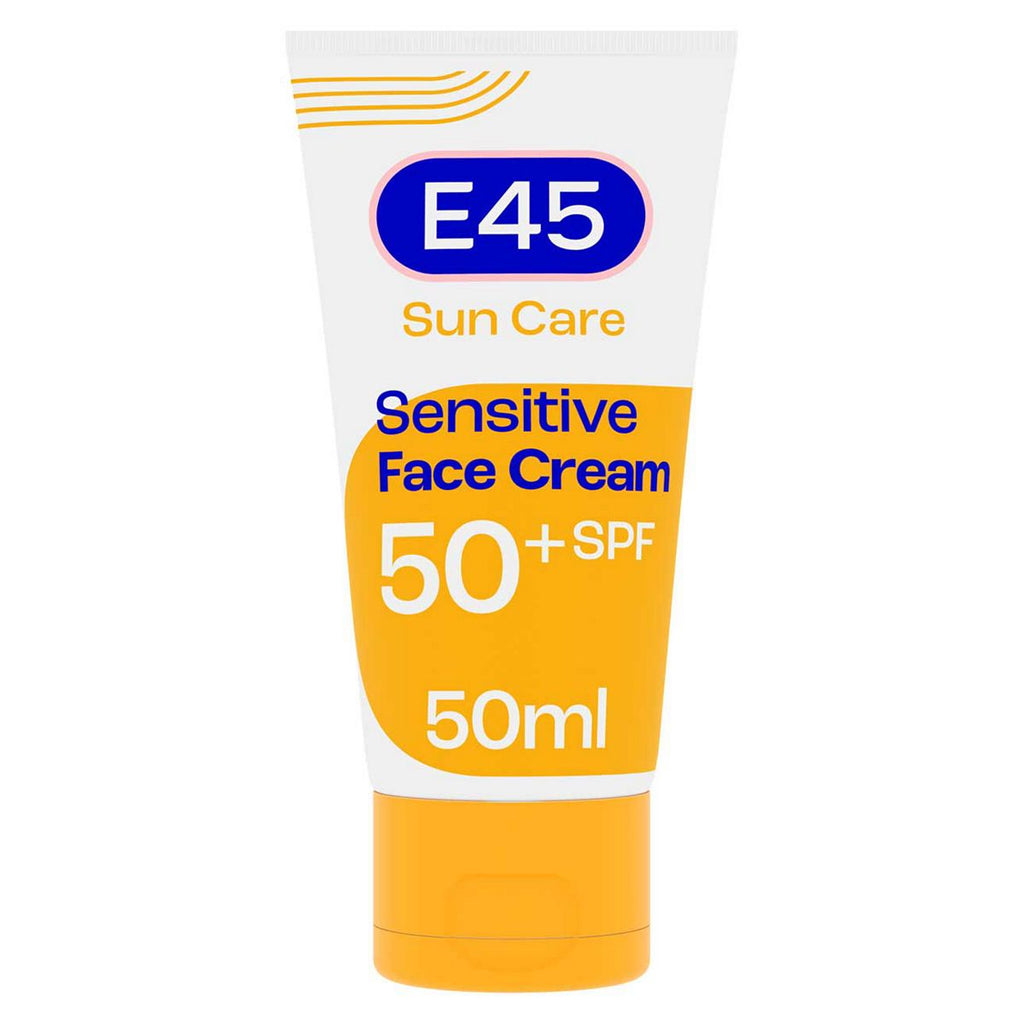 E45 Sun Face Cream for Sensitive Skin, Hydrating Sun Cream with very high UVA and UVB protection and SPF 50+, For Dry Skin