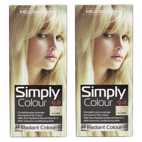 Simply Colour Natural Light Blonde 9.0 hair dye kit (British brand)