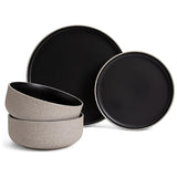 Habitat Matte Raw Edge Dinner Set Black 12pc GOODS Sainsburys   