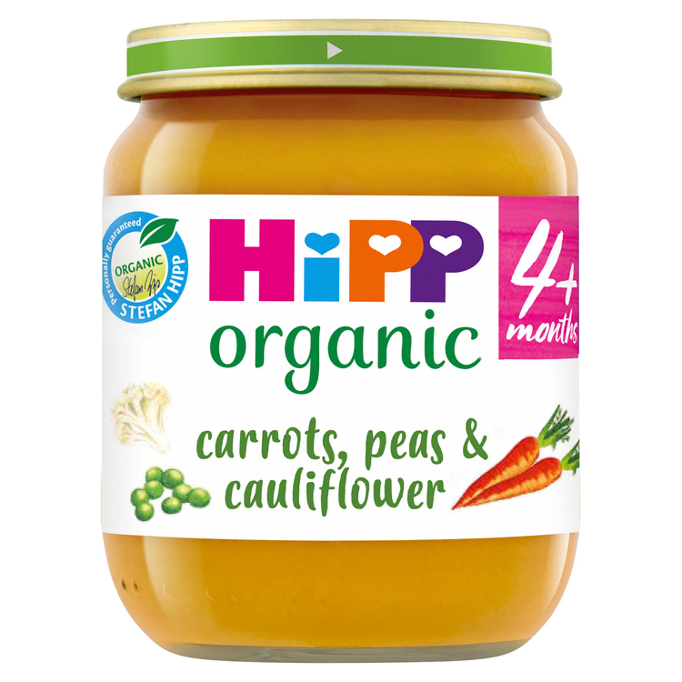 HiPP Organic Carrots Peas & Cauliflower Baby Food Jar 4+ Months 125g GOODS Sainsburys   