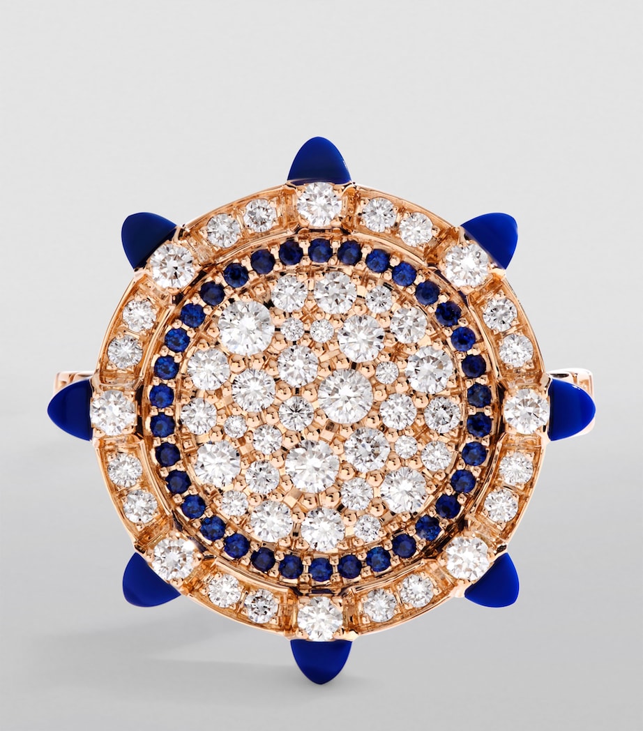 Marli New York rose gold diamond lapis lazuli ring - British product
