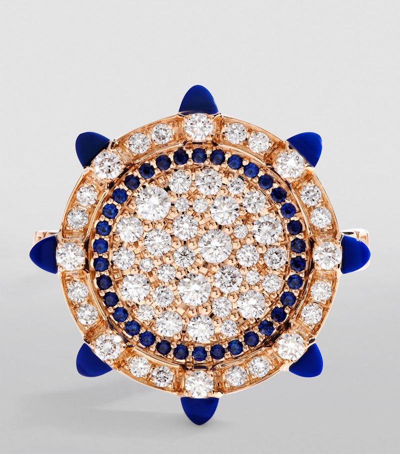 Marli New York rose gold diamond lapis lazuli ring - British product