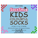 Sock Snob 6 Pk Childrens Solid Colour Cotton Socks 12-3 UK GOODS Superdrug   