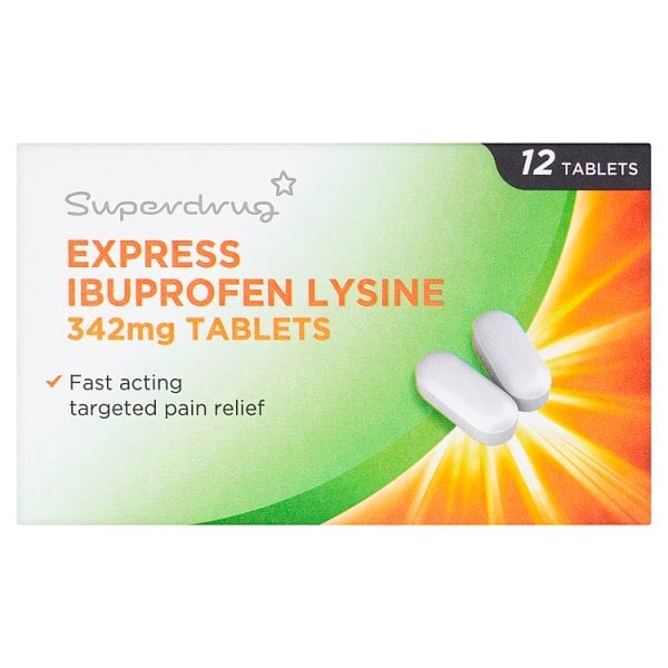 Superdrug Ibuprofen Lysine 12 Express Tablets 342mg GOODS Superdrug   