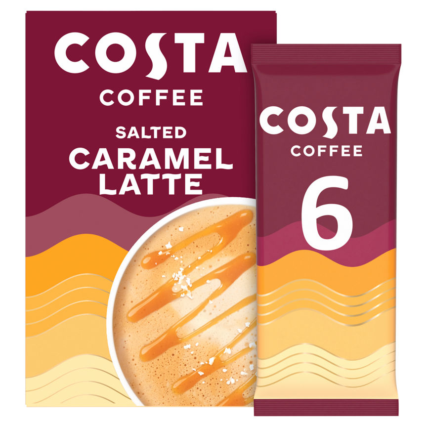 Costa Salted Caramel Latte Sachets Drinks 6 x 17g (102g) GOODS ASDA   