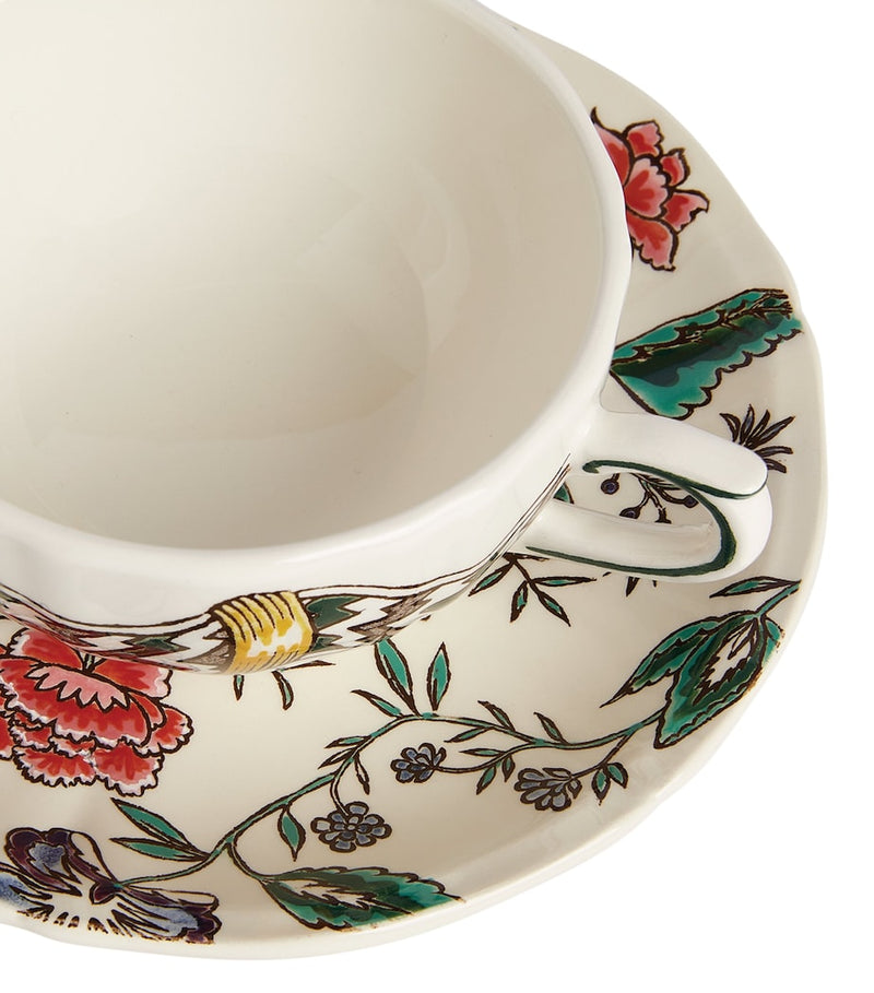 Gien Dominoté teacup and saucer set, 130ml capacity, UK version