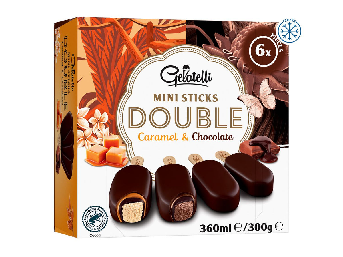 Mini sticks double caramel and chocolate 6 pack - British product