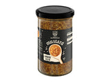 Assorted mustard selection with wholegrain, sweet, and spicy varieties (British brand)