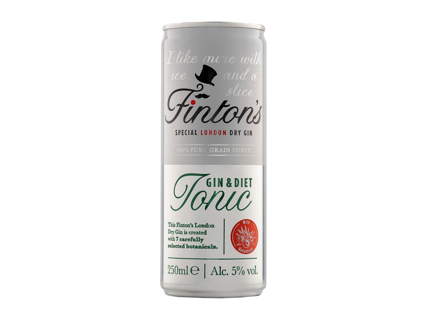 Ready-to-drink gin and diet tonic can 250ml, imported from the UK