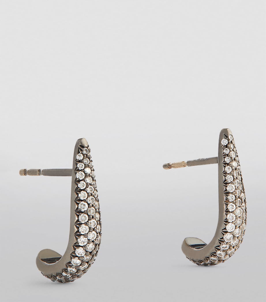 Eva Fehren blackened white gold and diamond claw stud earrings, imported from the UK