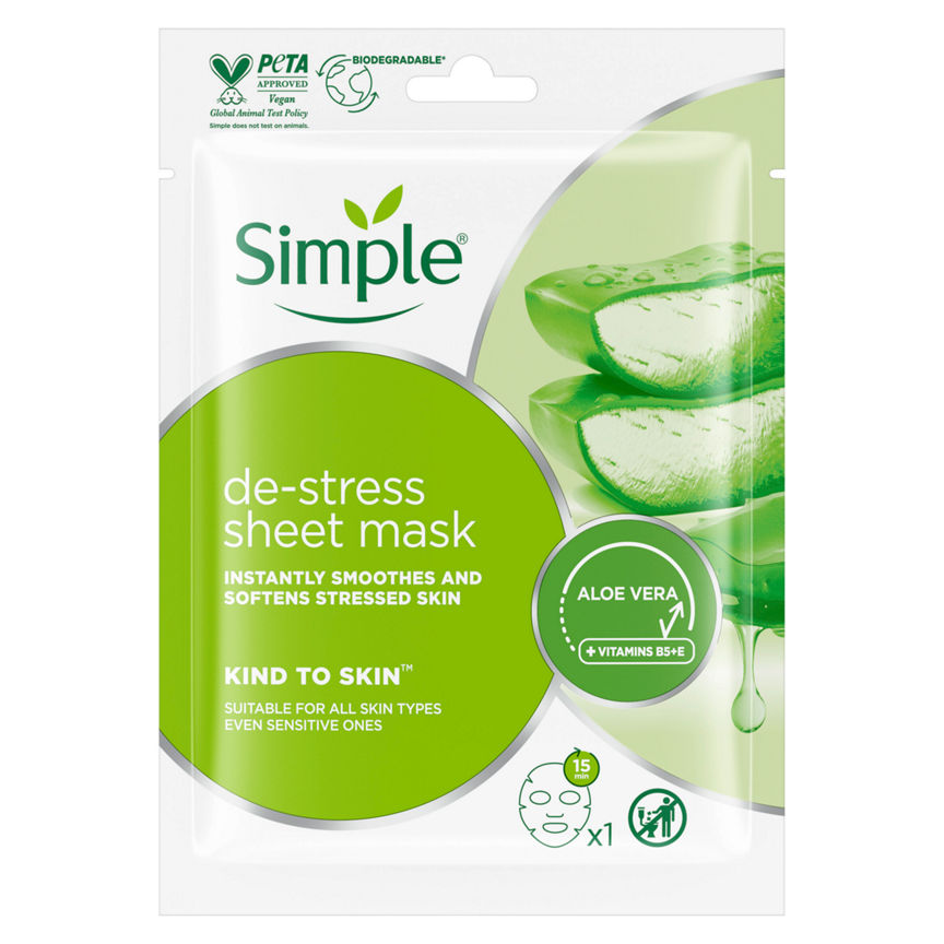 Simple Kind to Skin De-Stress Sheet Mask  1 pc GOODS ASDA   