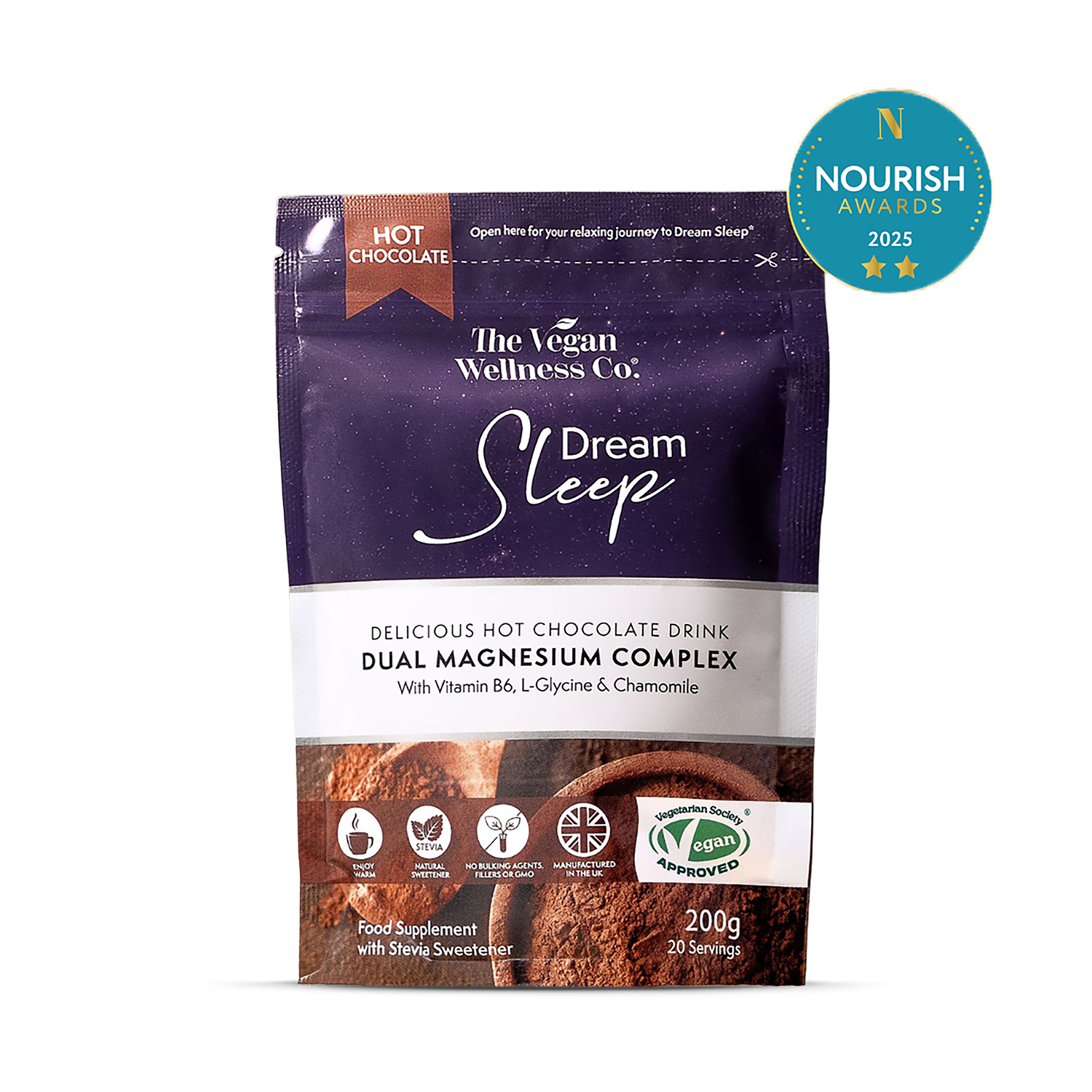 The Vegan Wellness Co. Dream Sleep Set hot chocolate 200g (British brand)