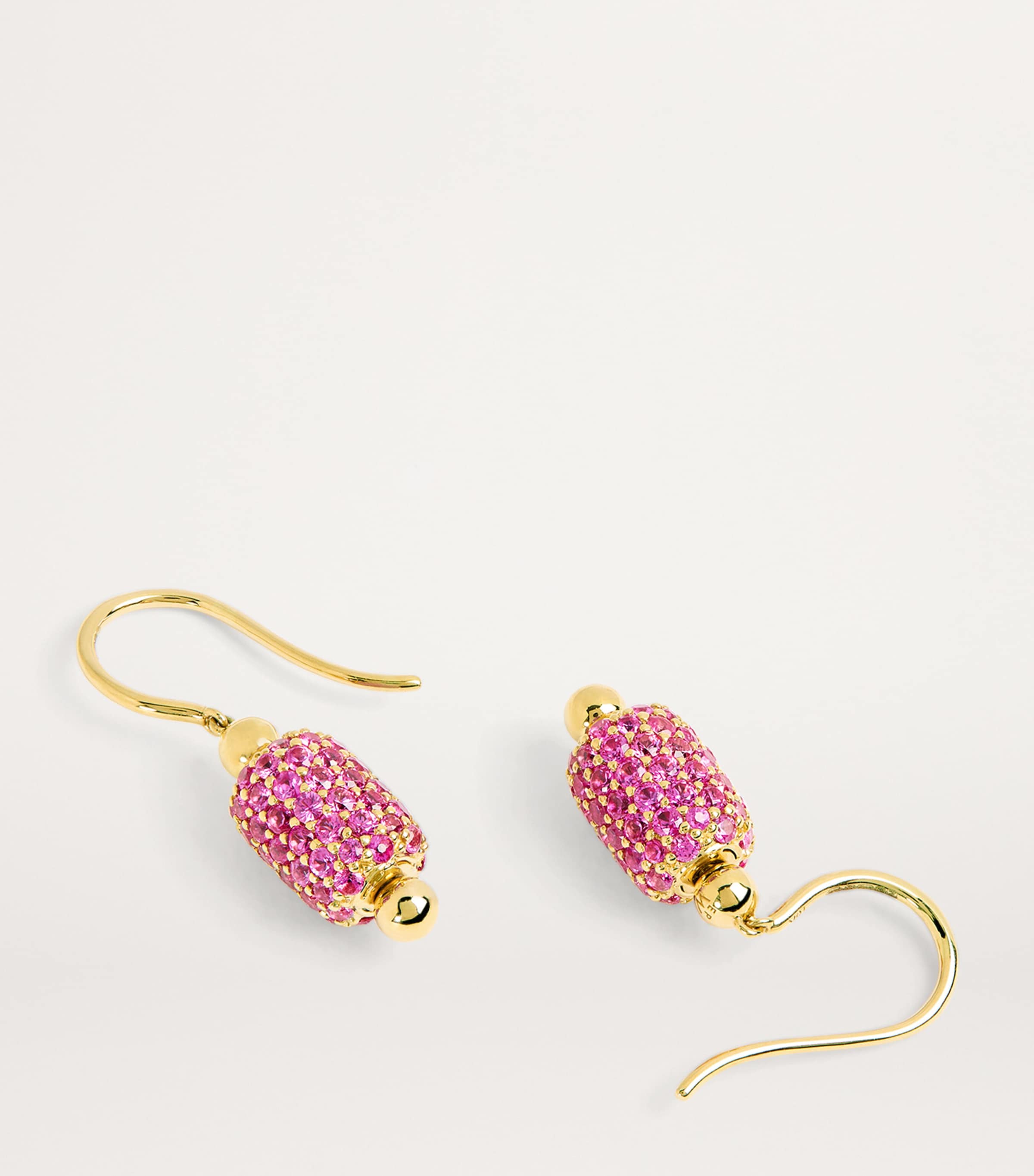 Emily P. Wheeler yellow gold sapphire barrel drop earrings, UK version