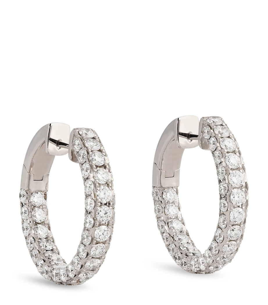 SHAY white gold diamond three-sided hoop earrings, UK version