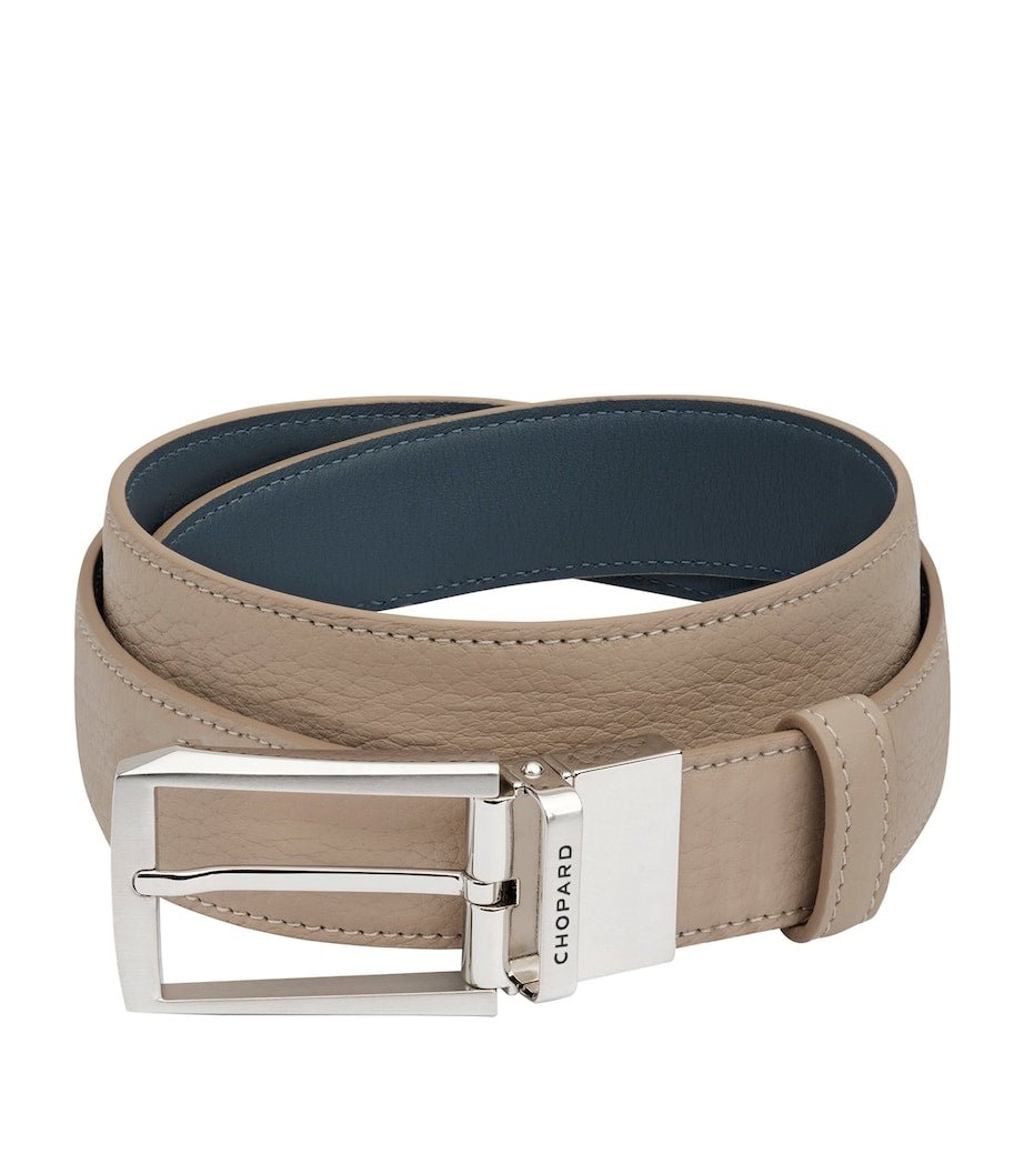 Chopard reversible leather belt blue and beige, imported from the UK
