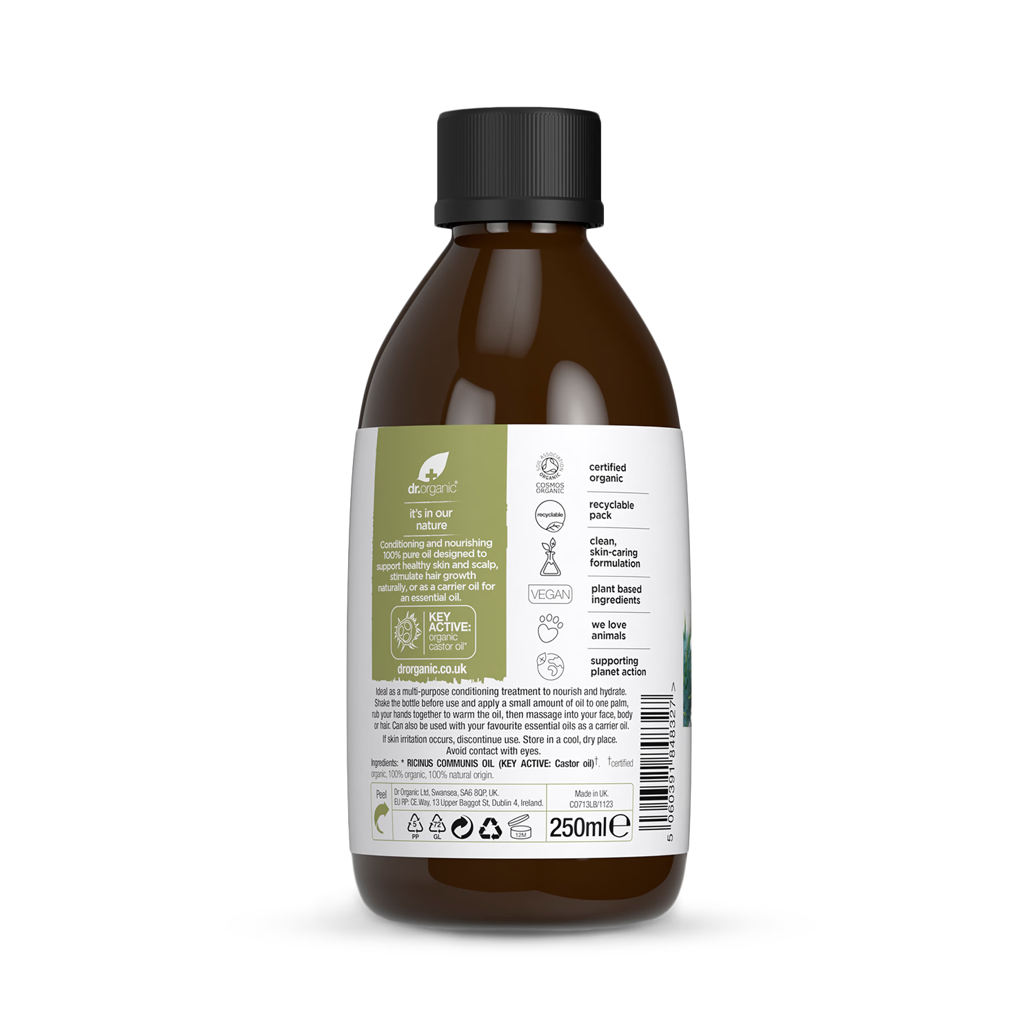 Dr Organic Castor Oil 250ml, imported from the UK