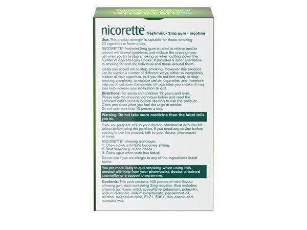 Nicorette® Freshmint 2mg Nicotine Gum 105s (Stop Smoking) GOODS Superdrug   