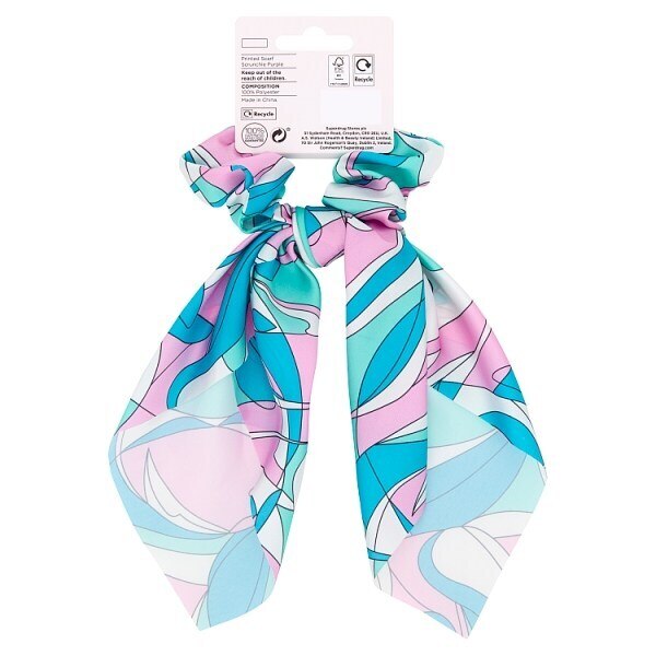 DNR Studio London Printed Scarf Scrunchie Purple GOODS Superdrug   