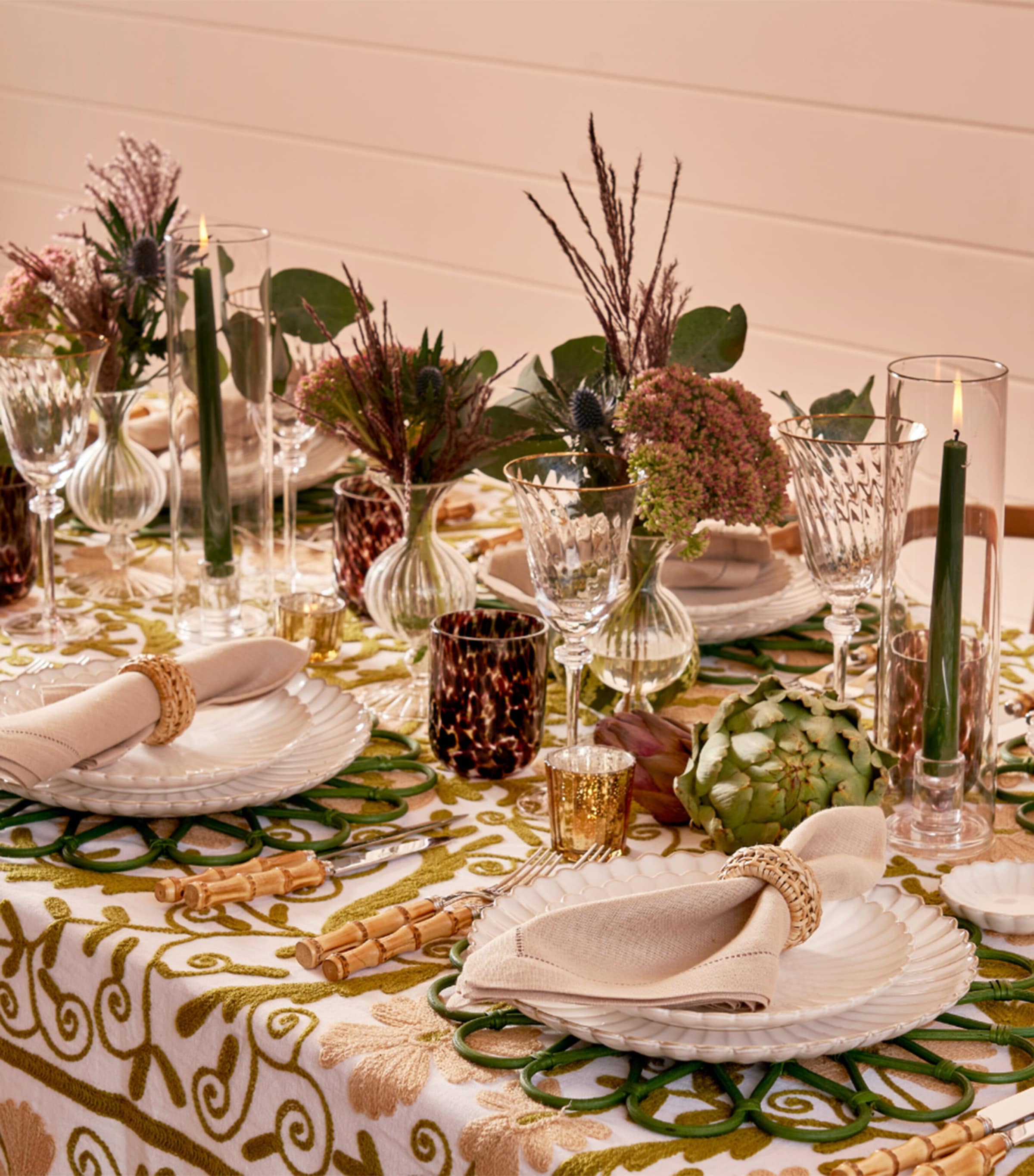 Maison Margaux Cotton Suzani tablecloth 180cm x 300cm, imported from the UK