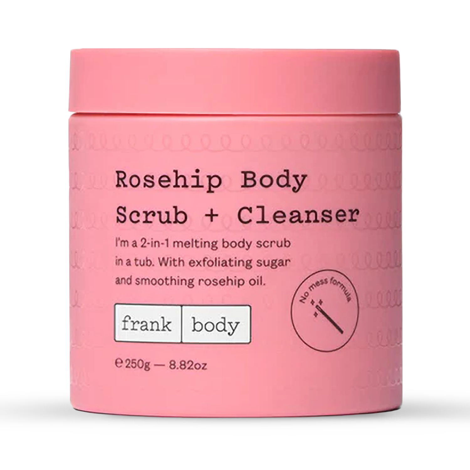 Frank Body Rosehip Body Scrub + Cleanser 250g, imported from the UK