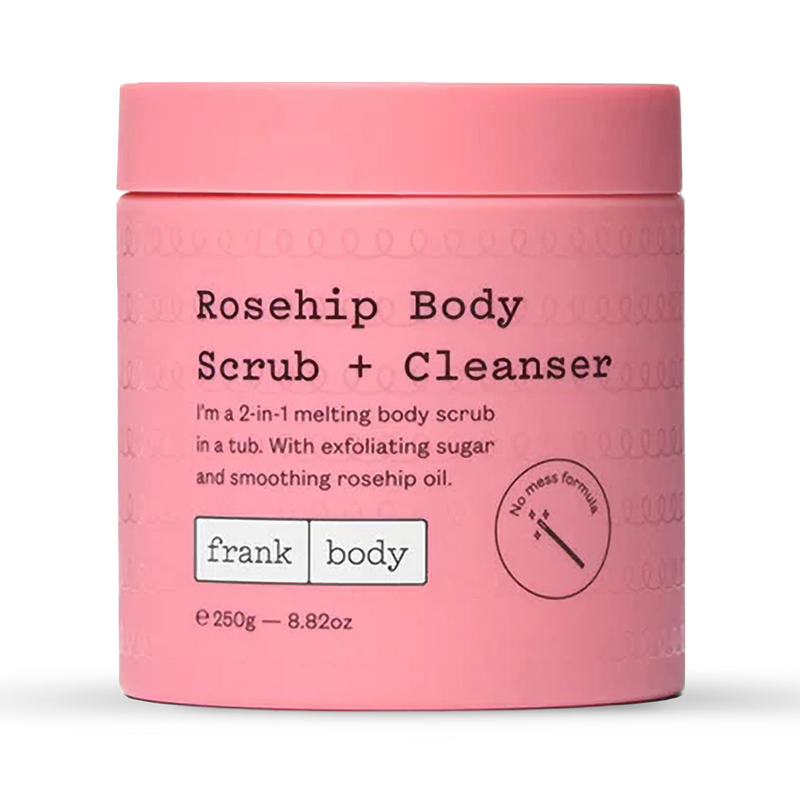 Frank Body Rosehip Body Scrub + Cleanser 250g, imported from the UK